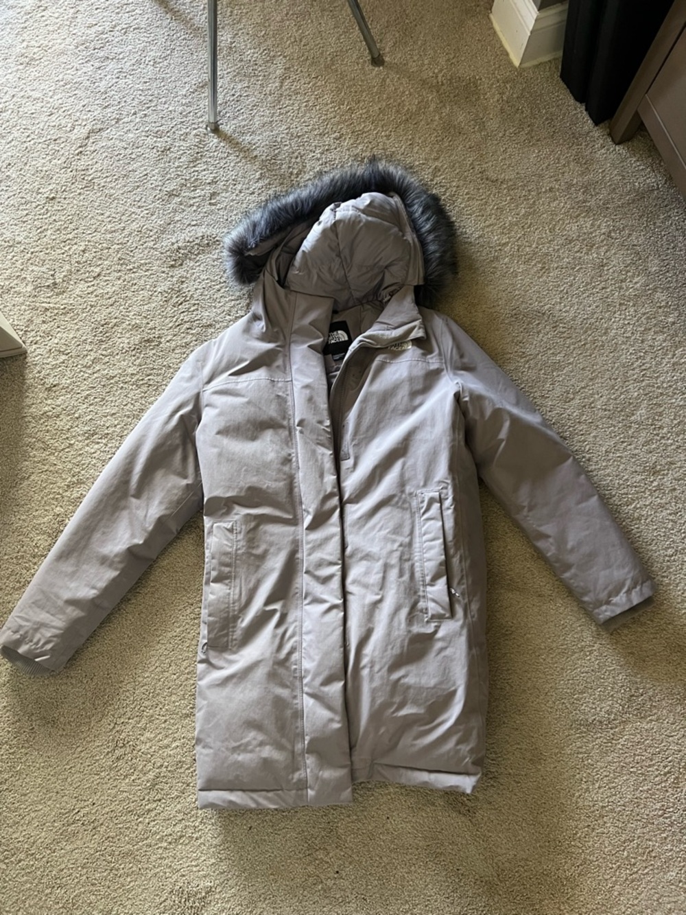 The North Face Women's Lilac Gray Faux-Fur Hooded Puffer Coat